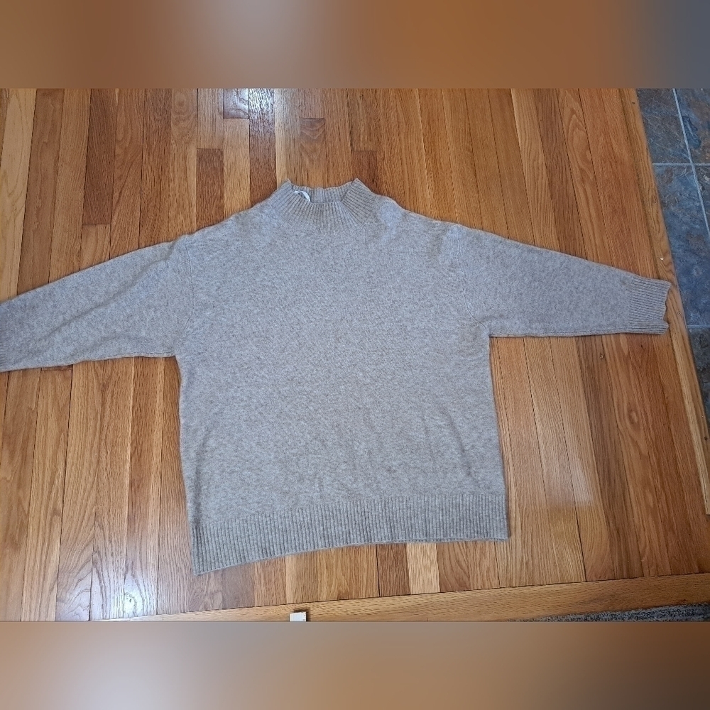 City Chic Size 20 Plus Size Beige Wool Blend Mock neck Pullover Sweater Neutral